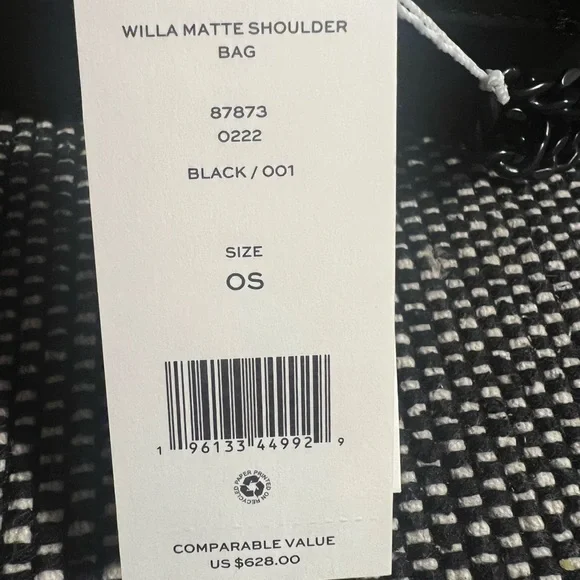 NWT Black Tory Burch Willa Matte Shoulder Bag Large